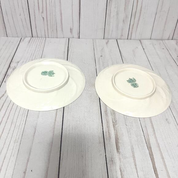 Vintage Cream Porcelain Belleek Ireland Lotus Swirl Saucers Celtic Design Set 2 - Picture 4 of 6